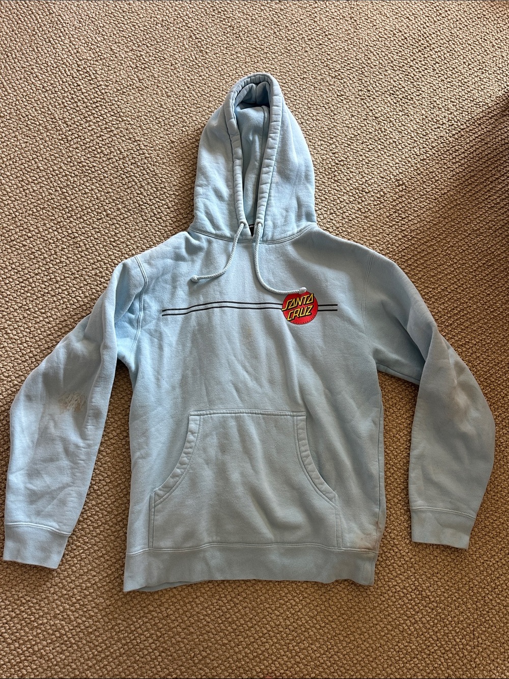 Santa Cruz Skateboards Light Blue Crewneck Hoodie with Chest Logo